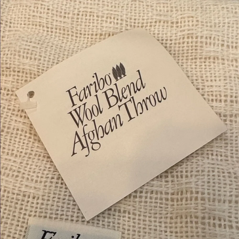 FARIBO Vintage 80s/90s Wool Blend Afghan Throw Blanket *NEW*